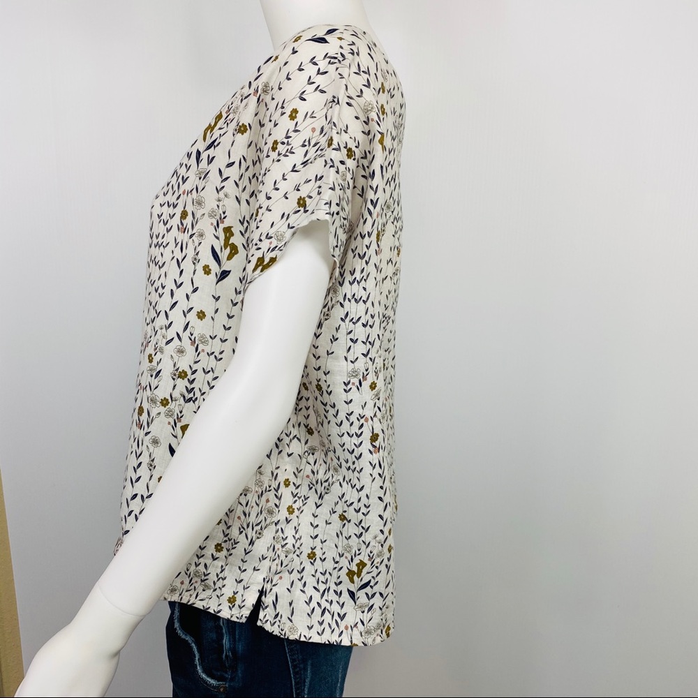 Cynthia Rowley 100% Linen Boho Floral Print Button-back Boxy Blouse Top - Picture 2 of 6